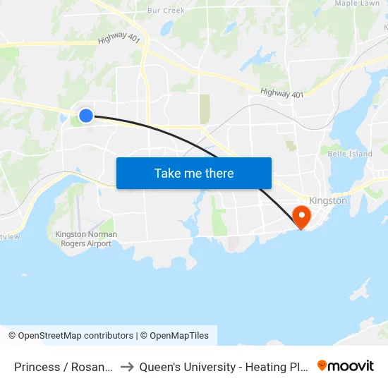Princess / Rosanna to Queen's University - Heating Plant map