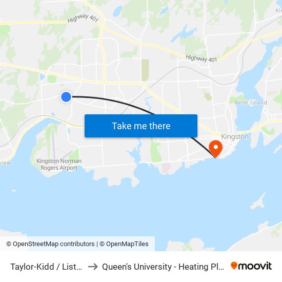 Liston Drive (North Side Of Taylor-Kidd) to Queen's University - Heating Plant map