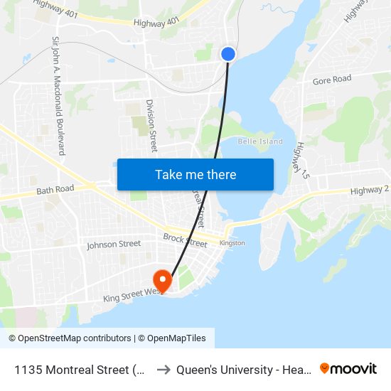 1135 Montreal Street (East Side) to Queen's University - Heating Plant map