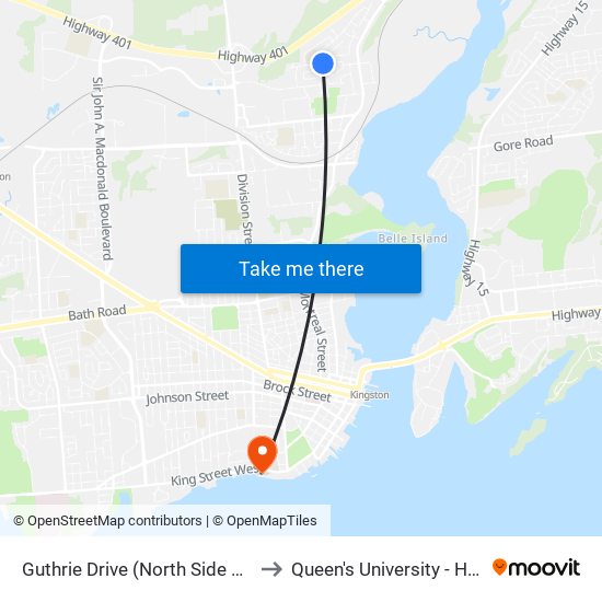 Guthrie Drive (North Side Of Sutherland) to Queen's University - Heating Plant map