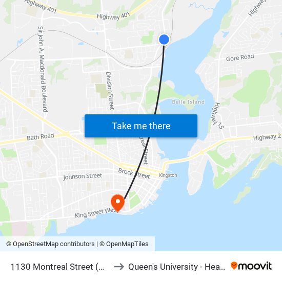 1130 Montreal Street (West Side) to Queen's University - Heating Plant map