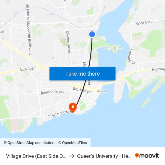 Village Drive (East Side Of Montreal) to Queen's University - Heating Plant map