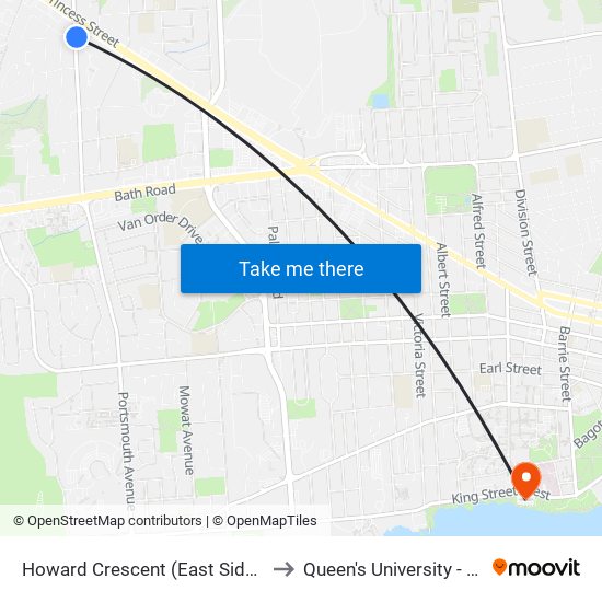 Howard Crescent (East Side Of Portsmouth) to Queen's University - Heating Plant map