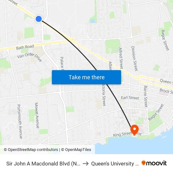 Sir John A Macdonald Blvd (North Side Of Princess) to Queen's University - Heating Plant map