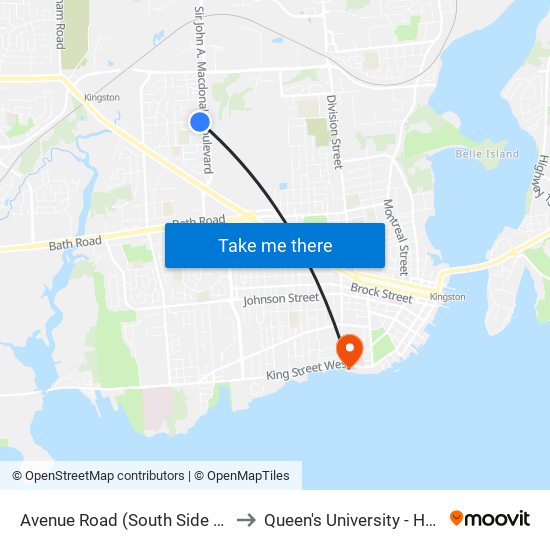 Avenue Road (South Side Of Glengarry) to Queen's University - Heating Plant map