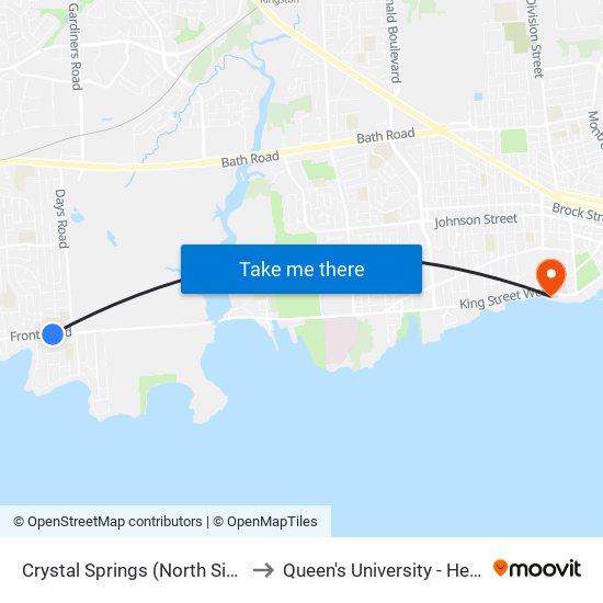 Crystal Springs to Queen's University - Heating Plant map