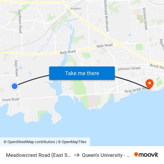 Meadowcrest Road (East Side Of Lakeview) to Queen's University - Heating Plant map