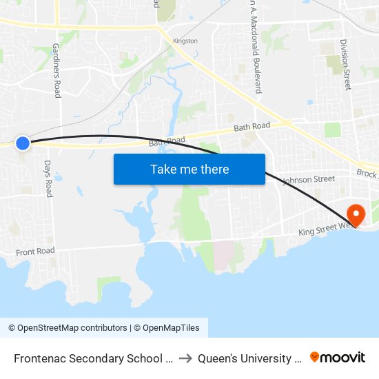 Frontenac Secondary School (South Side Of Bath) to Queen's University - Heating Plant map