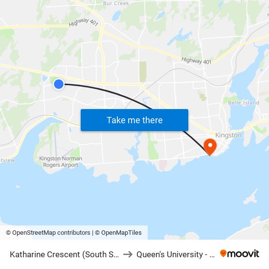 Katharine Crescent (South Side Of Woodbine) to Queen's University - Heating Plant map