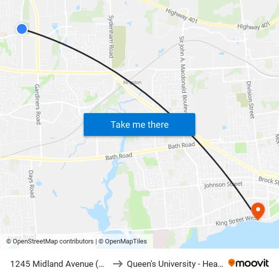 1245 Midland Ave. to Queen's University - Heating Plant map