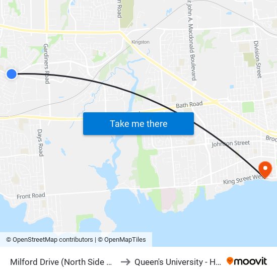 Milford Drive (North Side Of Taylor-Kidd) to Queen's University - Heating Plant map