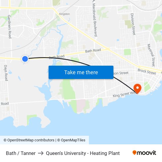 Tanner Drive (North Side Of Bath) to Queen's University - Heating Plant map