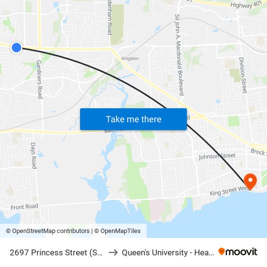 2697 Princess St. to Queen's University - Heating Plant map