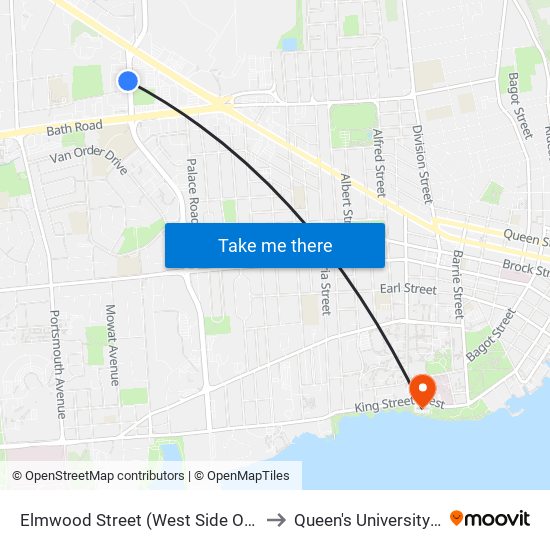 Elmwood Street (West Side Of Sir John A Macdonald) to Queen's University - Heating Plant map