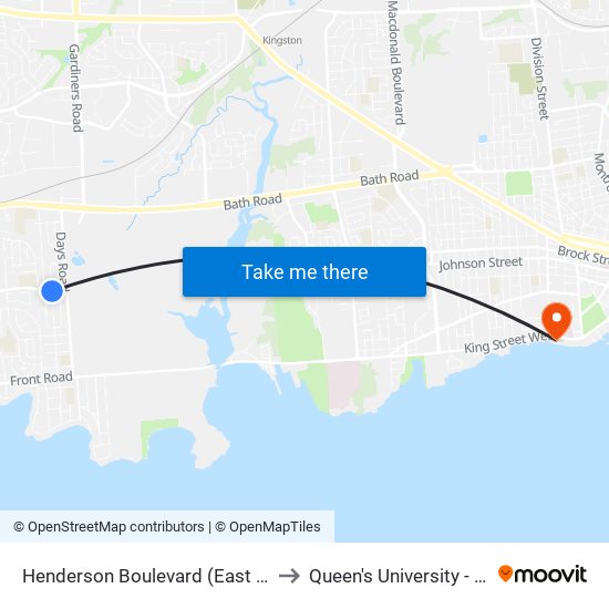 Henderson Boulevard (East Side Of Lakeview) to Queen's University - Heating Plant map