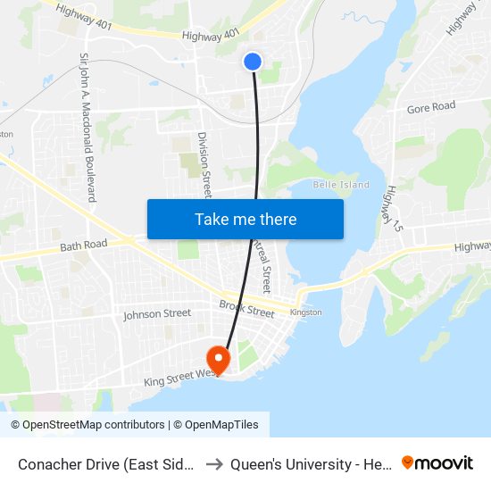 Conacher Drive (East Side Of Wilson) to Queen's University - Heating Plant map