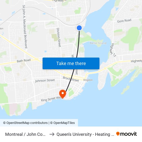 John Counter Boulevard (West Side Of Montreal) to Queen's University - Heating Plant map