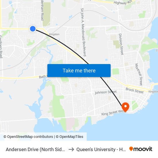 Andersen Drive (North Side Of Princess) to Queen's University - Heating Plant map