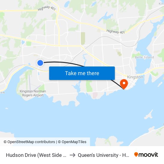 Hudson Drive (West Side Of Bayridge) to Queen's University - Heating Plant map