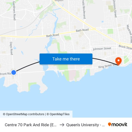 Centre 70 Park And Ride (East Side Of Days) to Queen's University - Heating Plant map