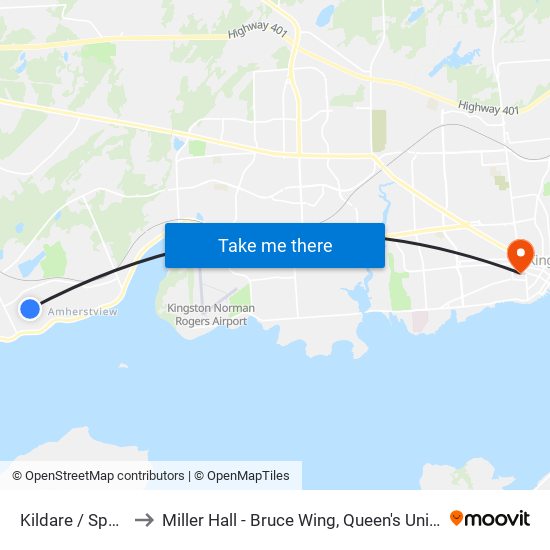 Kildare / Speers to Miller Hall - Bruce Wing, Queen's University map