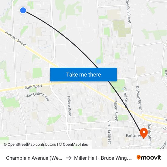Champlain Avenue (West Side Of Indian) to Miller Hall - Bruce Wing, Queen's University map
