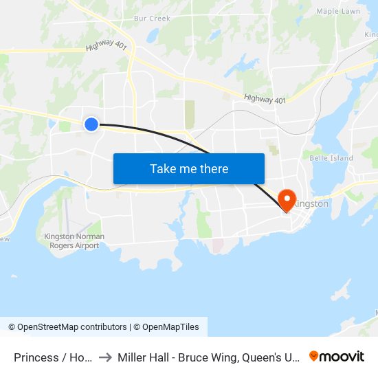 Princess / Holden to Miller Hall - Bruce Wing, Queen's University map