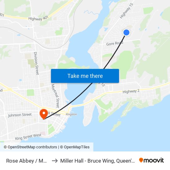 Mccallum Street (West Side Of Rose Abbey) to Miller Hall - Bruce Wing, Queen's University map