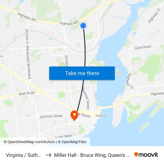 Sutherland Drive (West Side Of Virginia) to Miller Hall - Bruce Wing, Queen's University map