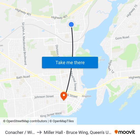 Conacher / Wilson to Miller Hall - Bruce Wing, Queen's University map