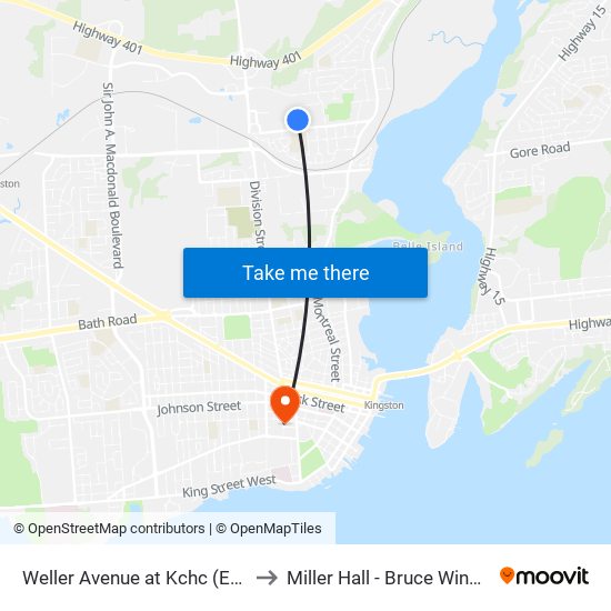 Weller Avenue at Kchc (East Side Of Compton) to Miller Hall - Bruce Wing, Queen's University map