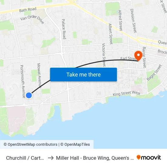 Churchill / Cartwright to Miller Hall - Bruce Wing, Queen's University map