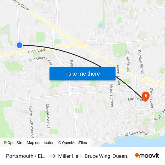 Elmwood Street (East Side Of Portsmouth) to Miller Hall - Bruce Wing, Queen's University map