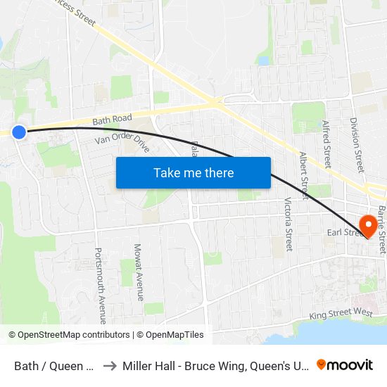 Queen Mary Road (South Side Of Bath) to Miller Hall - Bruce Wing, Queen's University map