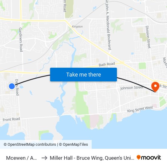 Acron Street (East Side Of Mcewen) to Miller Hall - Bruce Wing, Queen's University map