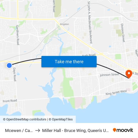 Castell Road (West Side Of Mcewen) to Miller Hall - Bruce Wing, Queen's University map