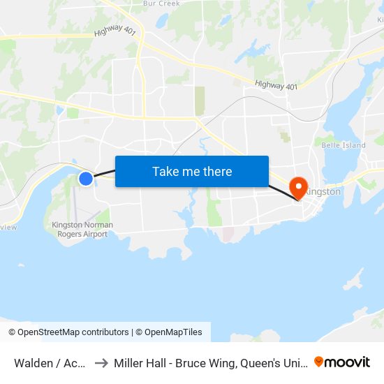 Walden / Acadia to Miller Hall - Bruce Wing, Queen's University map