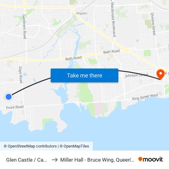 Camberley Crescent (East Side Of Glen Castle) to Miller Hall - Bruce Wing, Queen's University map