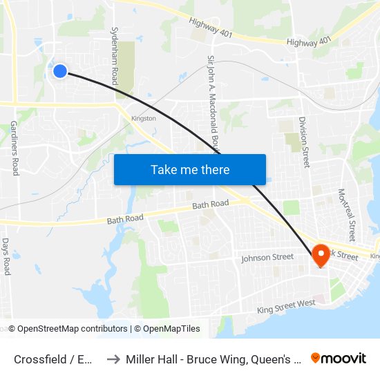 Emerald Street (South Side Of Crossfield) to Miller Hall - Bruce Wing, Queen's University map