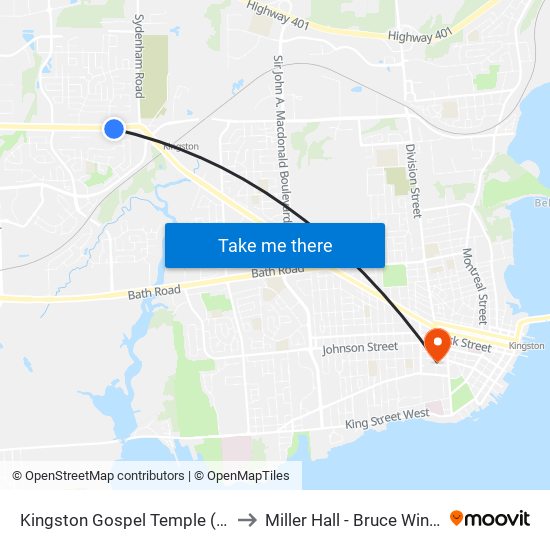 Kingston Gospel Temple (South Side Of Princess) to Miller Hall - Bruce Wing, Queen's University map