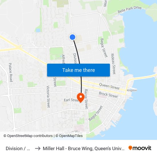 Division / Guy to Miller Hall - Bruce Wing, Queen's University map