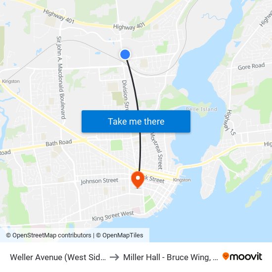 Weller Avenue (West Side Of First Canada) to Miller Hall - Bruce Wing, Queen's University map