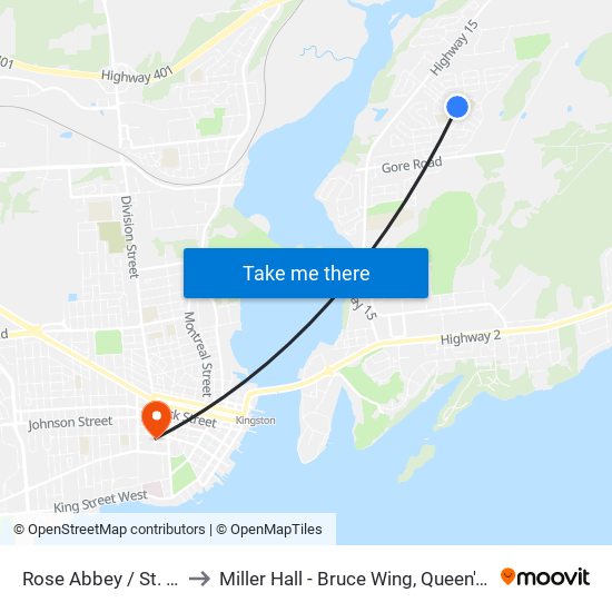 St. Martha Street (North Side Of Rose Abbey) to Miller Hall - Bruce Wing, Queen's University map