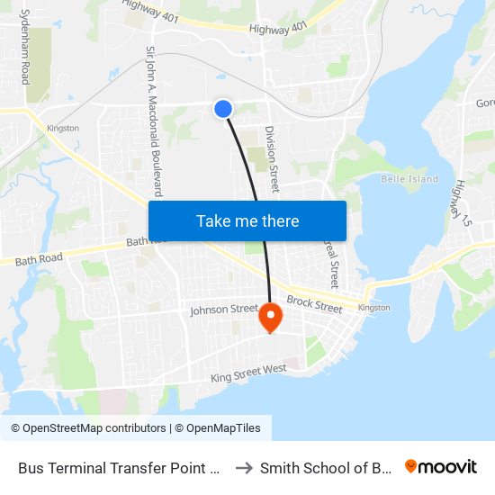 Bus Terminal Transfer Point Platform 4 to Smith School of Business map