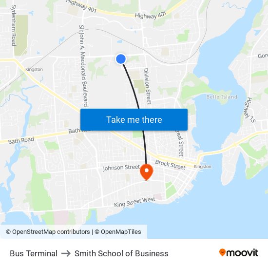 Bus Terminal Transfer Point Platform 4 to Smith School of Business map