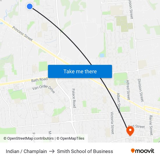 Indian / Champlain to Smith School of Business map