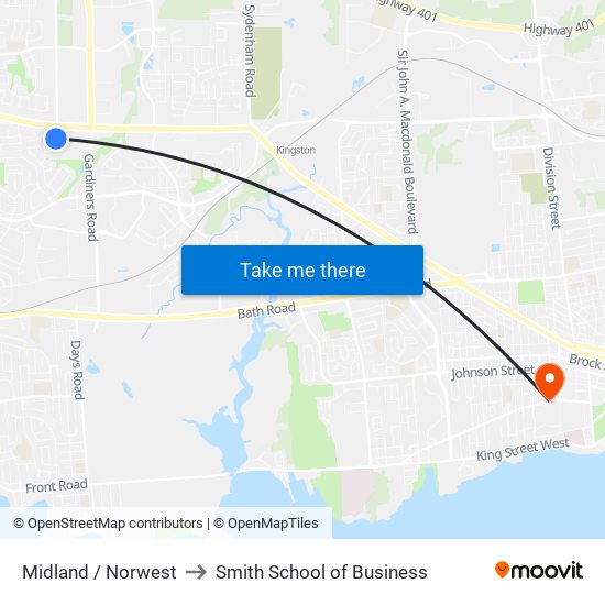 Midland / Norwest to Smith School of Business map