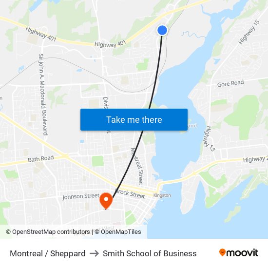 Montreal / Sheppard to Smith School of Business map