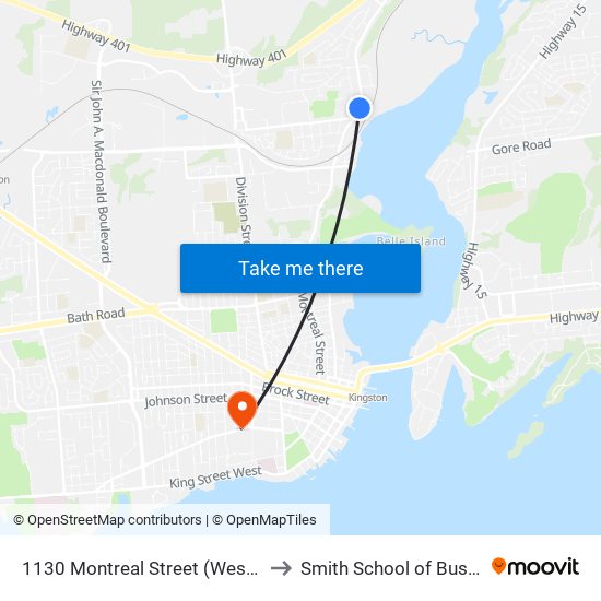 1130 Montreal Street (West Side) to Smith School of Business map