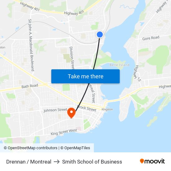 Drennan / Montreal to Smith School of Business map